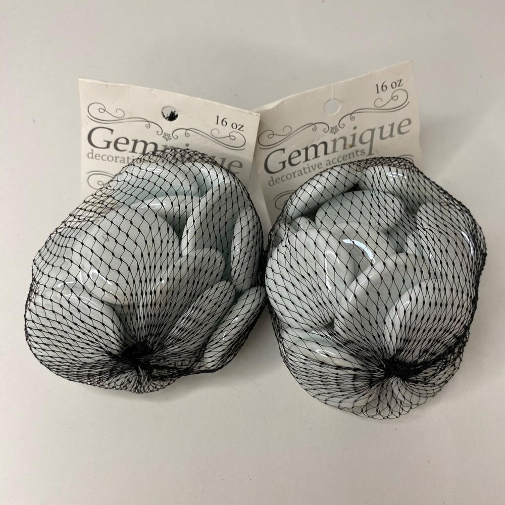 Gemnique White Opaque Luster Large Glass Gems 2 Bags 16oz Each V2300 Decor